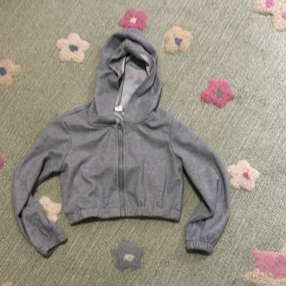 Girls Gray Cropped Hoodie